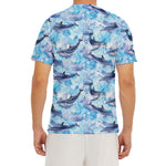Watercolor Dolphin In The Sea Print Men's Short Sleeve Rash Guard
