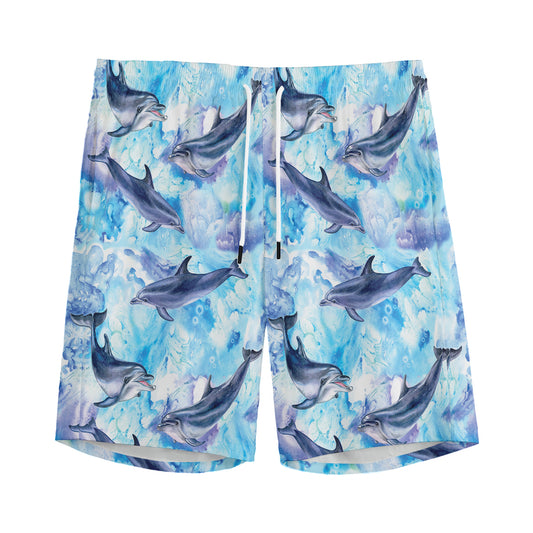 Watercolor Dolphin In The Sea Print Men's Sports Shorts