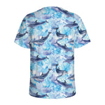 Watercolor Dolphin In The Sea Print Men's Sports T-Shirt