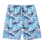 Watercolor Dolphin In The Sea Print Men's Swim Trunks