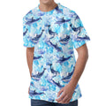 Watercolor Dolphin In The Sea Print Men's Velvet T-Shirt
