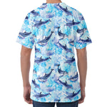 Watercolor Dolphin In The Sea Print Men's Velvet T-Shirt