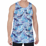Watercolor Dolphin In The Sea Print Men's Velvet Tank Top
