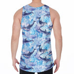 Watercolor Dolphin In The Sea Print Men's Velvet Tank Top