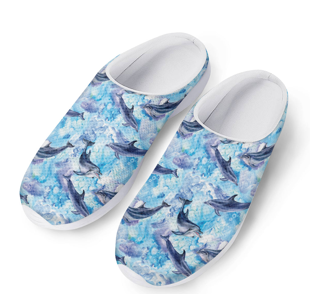 Watercolor Dolphin In The Sea Print Mesh Casual Shoes