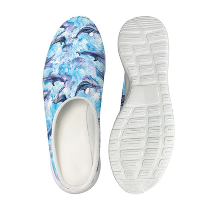 Watercolor Dolphin In The Sea Print Mesh Casual Shoes