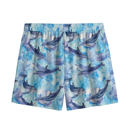 Watercolor Dolphin In The Sea Print Mesh Shorts