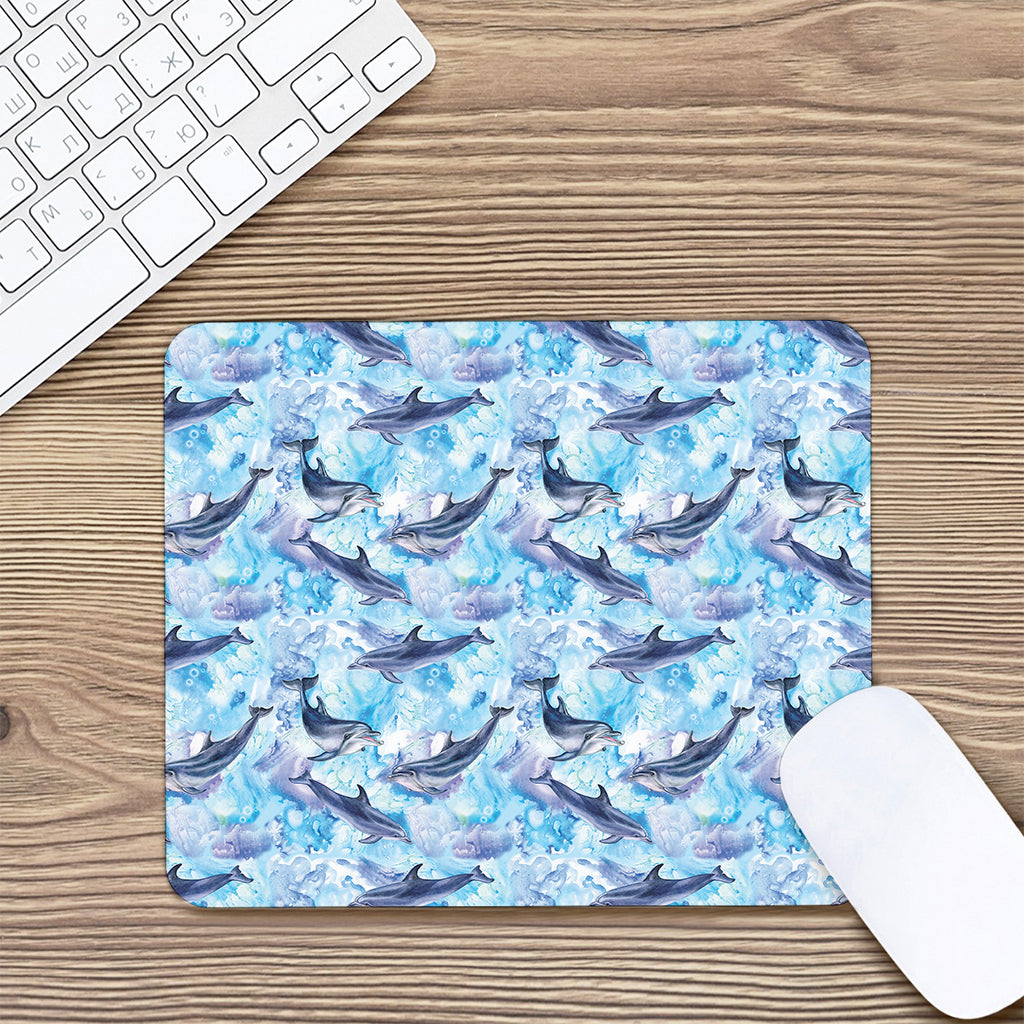Watercolor Dolphin In The Sea Print Mouse Pad
