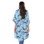 Watercolor Dolphin In The Sea Print Open Front Beach Cover Up