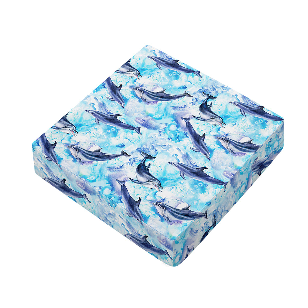 Watercolor Dolphin In The Sea Print Outdoor Seat Cushion Cover