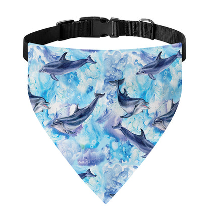 Watercolor Dolphin In The Sea Print Over The Collar Dog Bandana