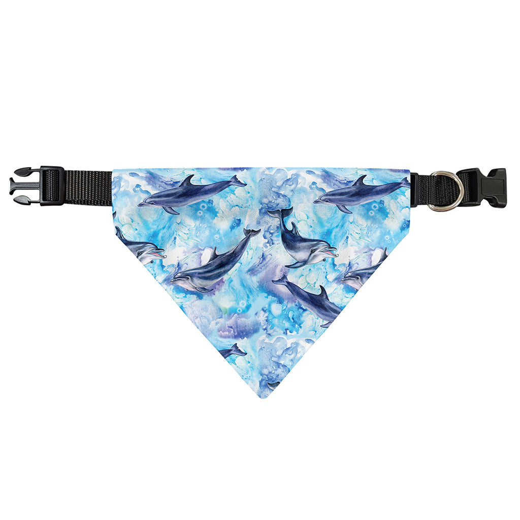 Watercolor Dolphin In The Sea Print Over The Collar Dog Bandana