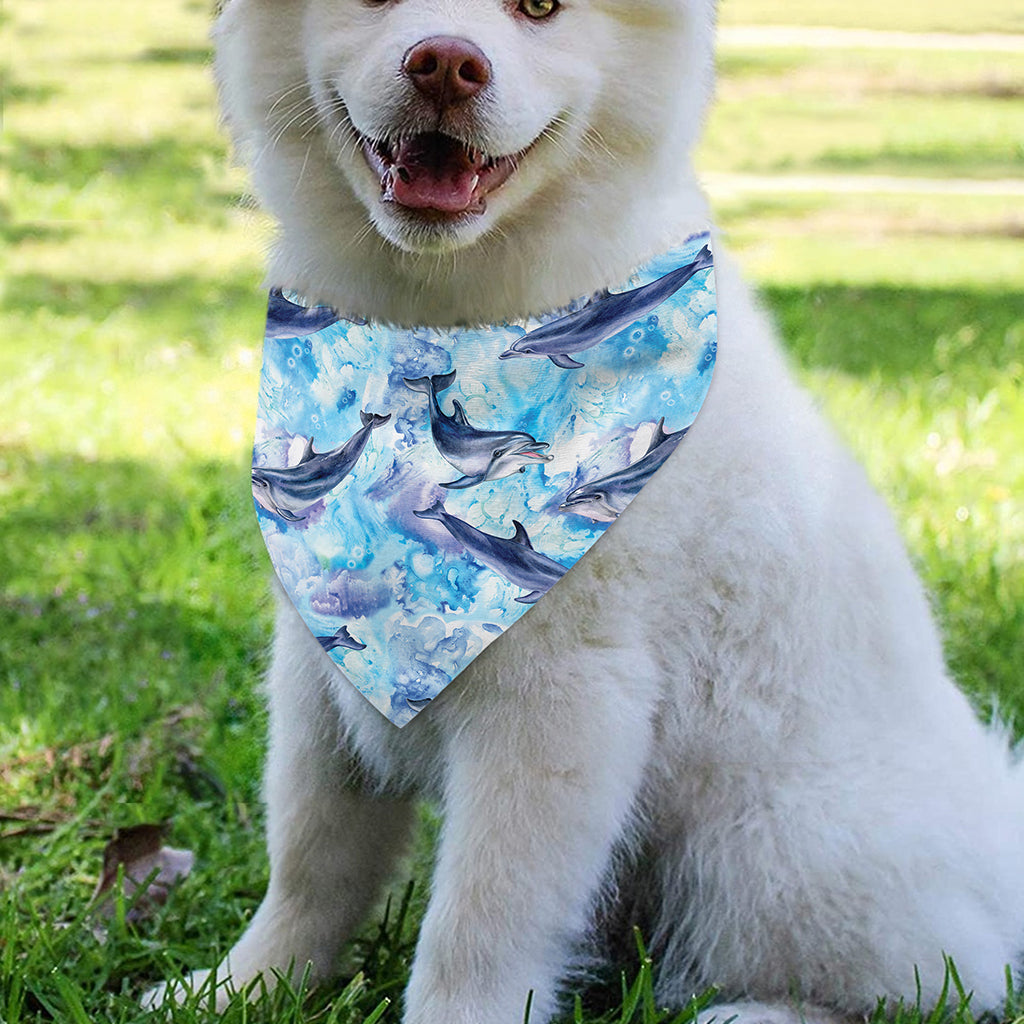 Watercolor Dolphin In The Sea Print Over The Collar Dog Bandana
