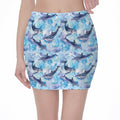 Watercolor Dolphin In The Sea Print Pencil Mini Skirt