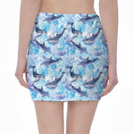 Watercolor Dolphin In The Sea Print Pencil Mini Skirt