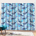 Watercolor Dolphin In The Sea Print Pencil Pleat Curtains