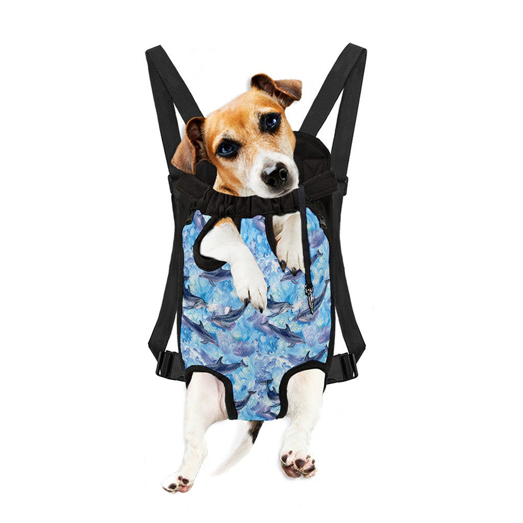 Watercolor Dolphin In The Sea Print Pet Carrier Backpack