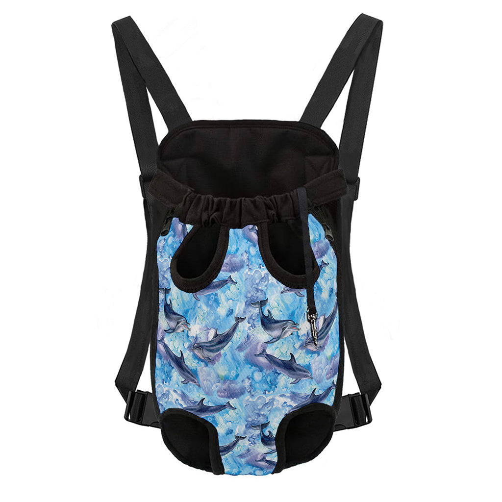 Watercolor Dolphin In The Sea Print Pet Carrier Backpack