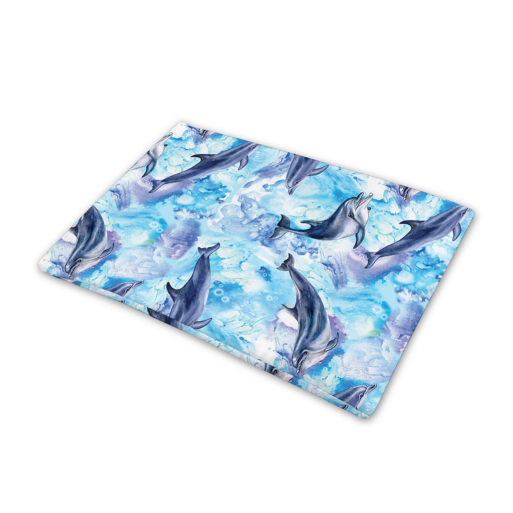 Watercolor Dolphin In The Sea Print Pet Cooling Mat Cover