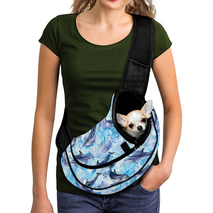 Watercolor Dolphin In The Sea Print Pet Sling Carrier