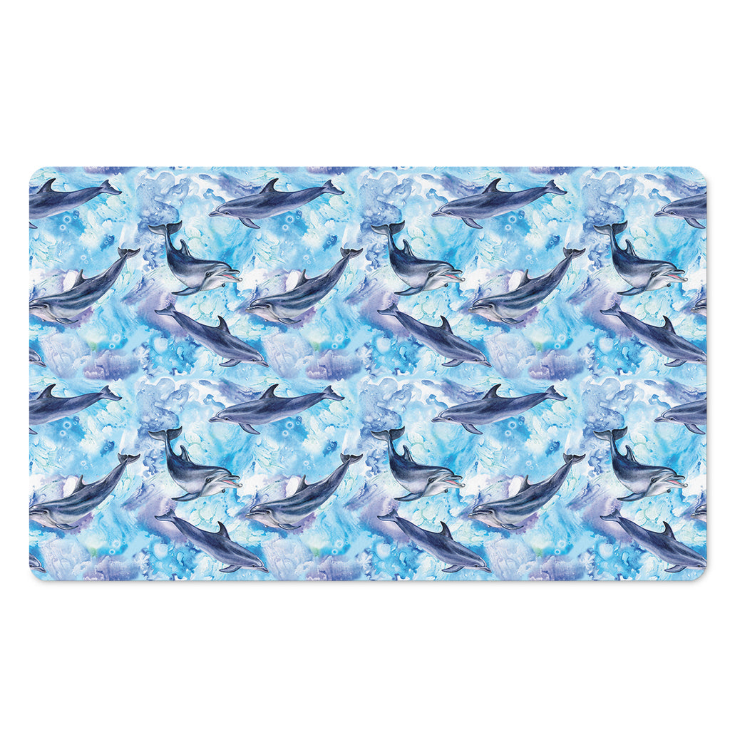 Watercolor Dolphin In The Sea Print Polyester Doormat