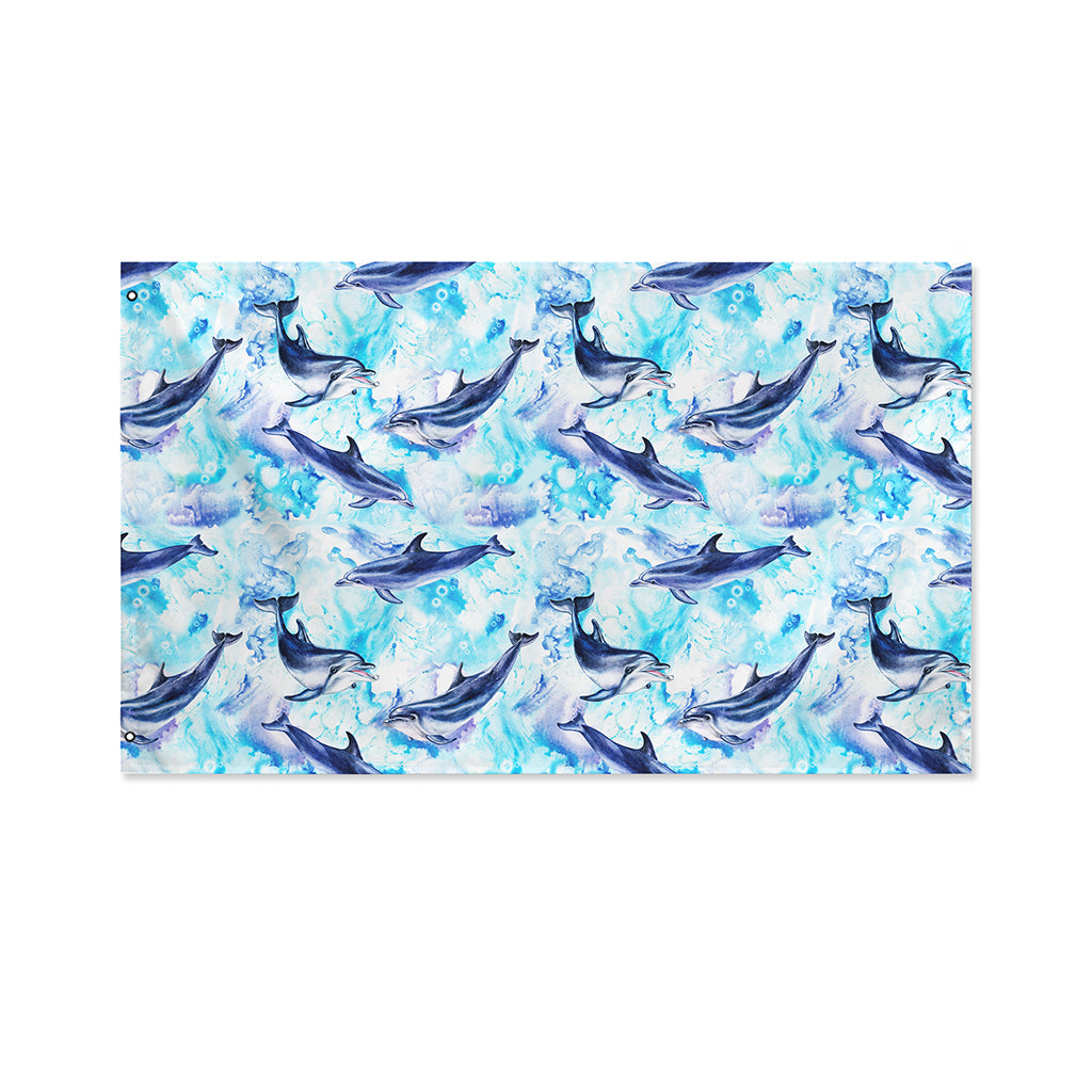Watercolor Dolphin In The Sea Print Polyester Flag