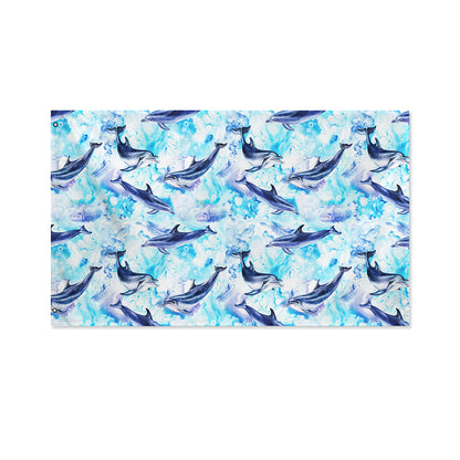 Watercolor Dolphin In The Sea Print Polyester Flag