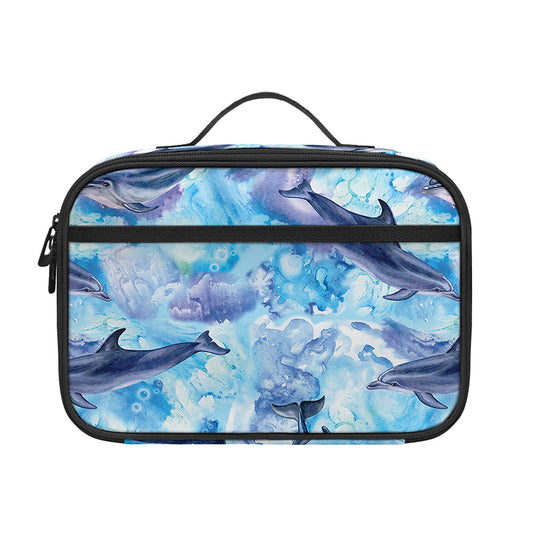 Watercolor Dolphin In The Sea Print Portable Lunch Bag
