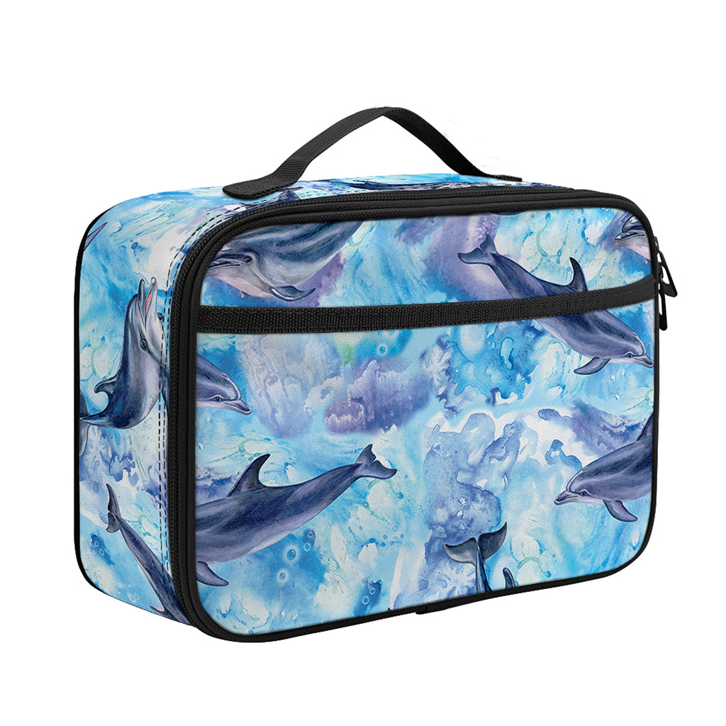 Watercolor Dolphin In The Sea Print Portable Lunch Bag