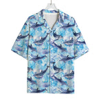 Watercolor Dolphin In The Sea Print Rayon Hawaiian Shirt