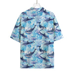 Watercolor Dolphin In The Sea Print Rayon Hawaiian Shirt