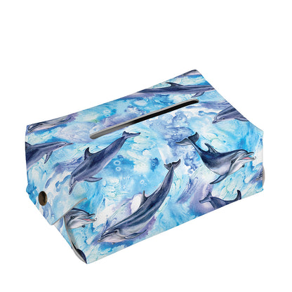 Watercolor Dolphin In The Sea Print Rectangle Tissue Box Cover