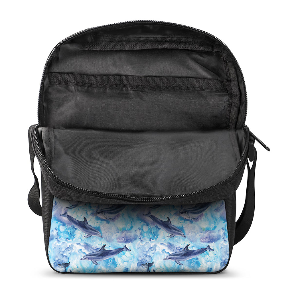 Watercolor Dolphin In The Sea Print Rectangular Crossbody Bag