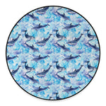 Watercolor Dolphin In The Sea Print Round Floor Mat