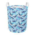 Watercolor Dolphin In The Sea Print Round Laundry Basket