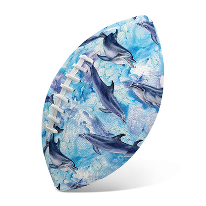 Watercolor Dolphin In The Sea Print Rugby Ball