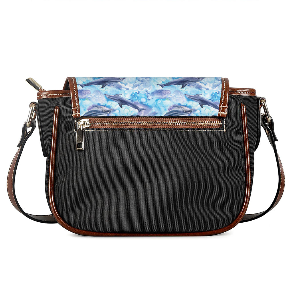 Watercolor Dolphin In The Sea Print Saddle Bag