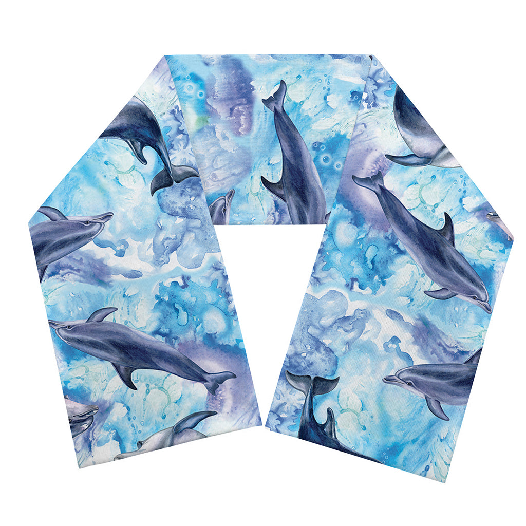 Watercolor Dolphin In The Sea Print Scarf