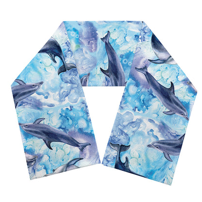 Watercolor Dolphin In The Sea Print Scarf