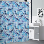 Watercolor Dolphin In The Sea Print Shower Curtain