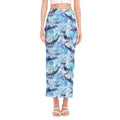Watercolor Dolphin In The Sea Print Side Slit Maxi Skirt