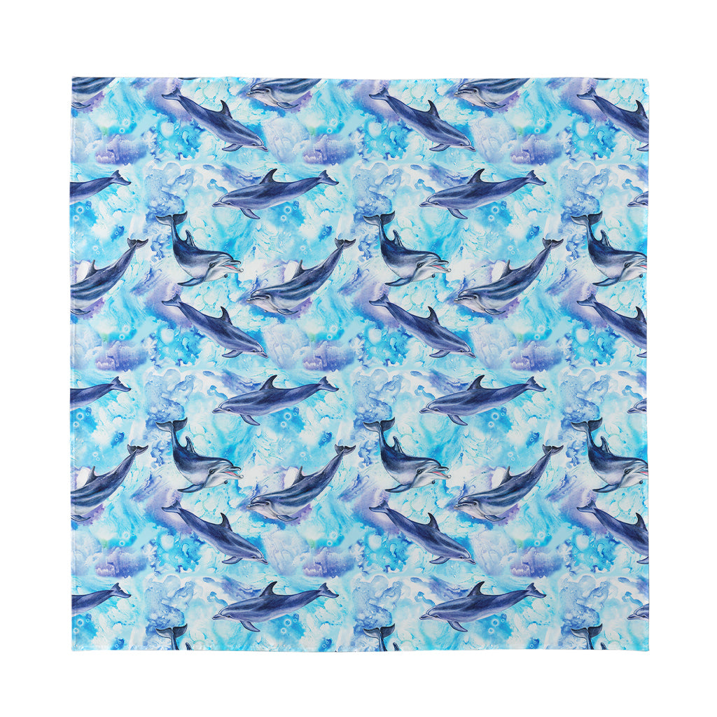 Watercolor Dolphin In The Sea Print Silk Bandana