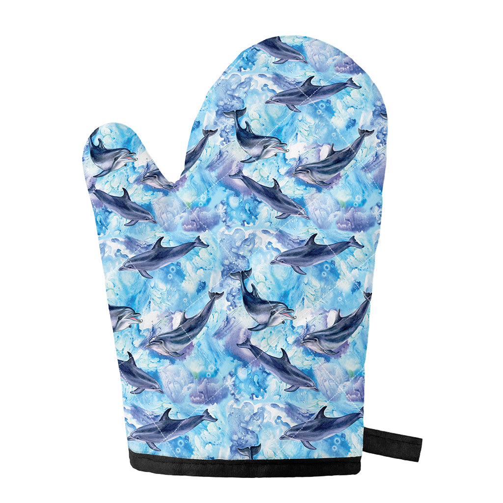 Watercolor Dolphin In The Sea Print Single Oven Mitt
