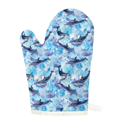 Watercolor Dolphin In The Sea Print Single Oven Mitt