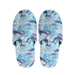 Watercolor Dolphin In The Sea Print Slippers