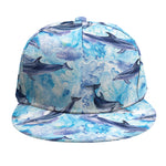 Watercolor Dolphin In The Sea Print Snapback Cap