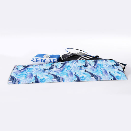 Watercolor Dolphin In The Sea Print Sports Towel