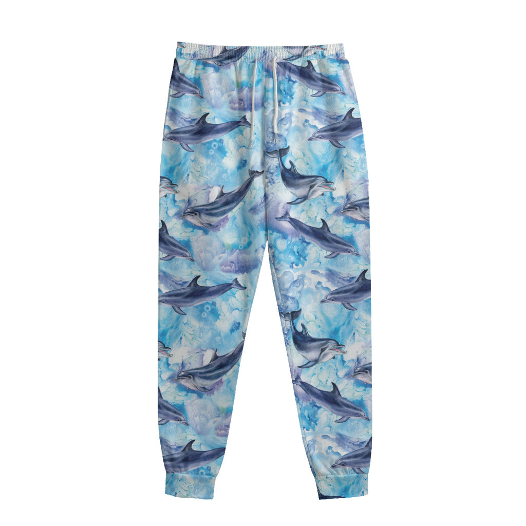 Watercolor Dolphin In The Sea Print Sweatpants