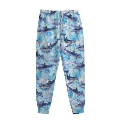 Watercolor Dolphin In The Sea Print Sweatpants