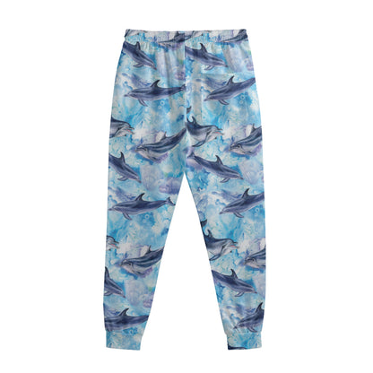 Watercolor Dolphin In The Sea Print Sweatpants